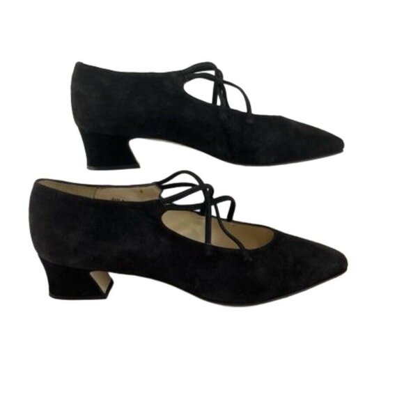 Career Moves Shoes - Career Moves Avila Vintage 90s Suede Ballerina Block Heel Shoes